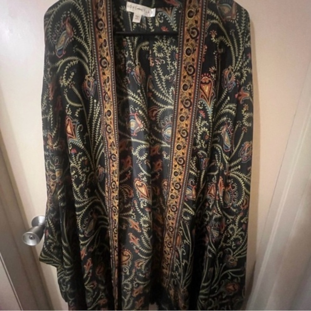 Women's Love Kyla Kimono Jacket - Black/Green